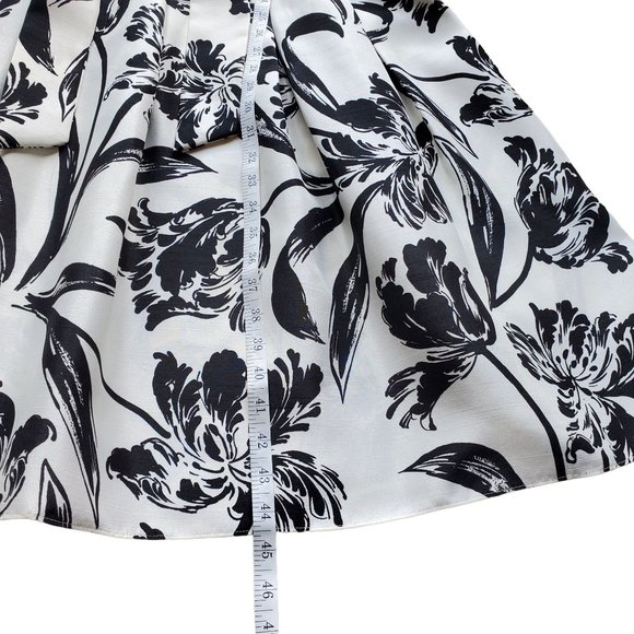 Jessica Howard Dress Sleeveless Fit & Flare Eggshell White Black Floral Sz 16 - Picture 6 of 8